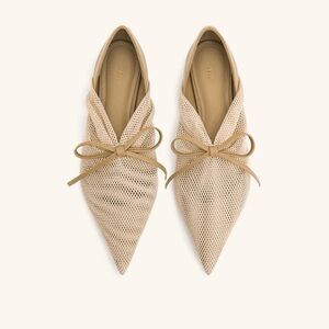 JW PEI - REILLY FISHNET BALLERINA FLATS - APRICOT - SZ 8